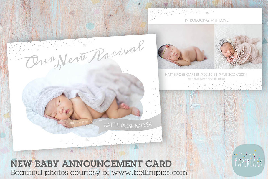 AN003 Newborn Baby Card Announcement