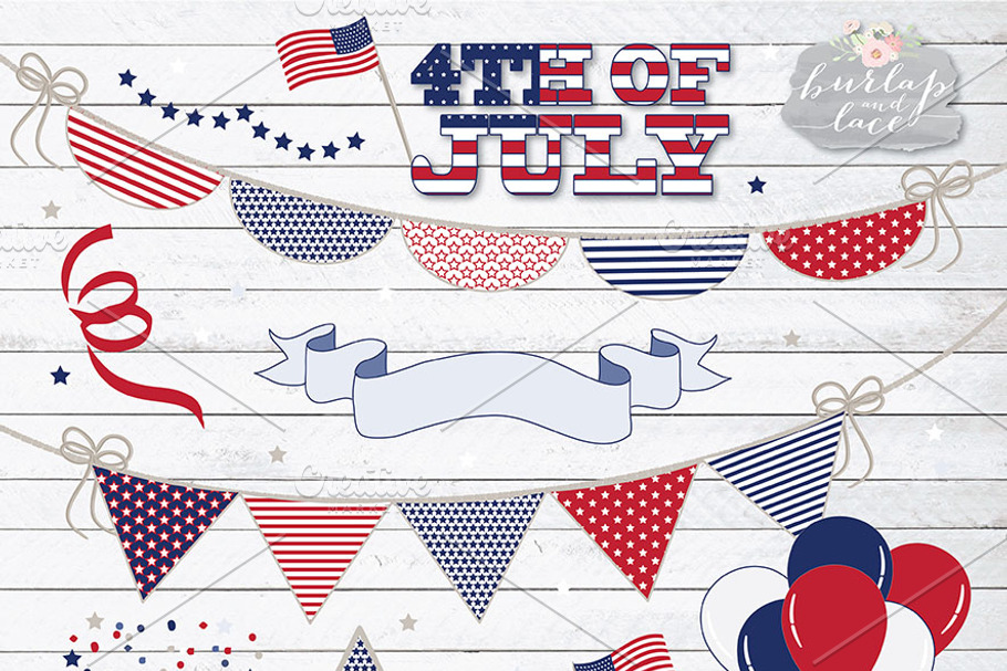 4th of July Bunting Clip Art