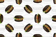 pattern burger scetch and color