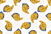 pattern french fries scetch in color
