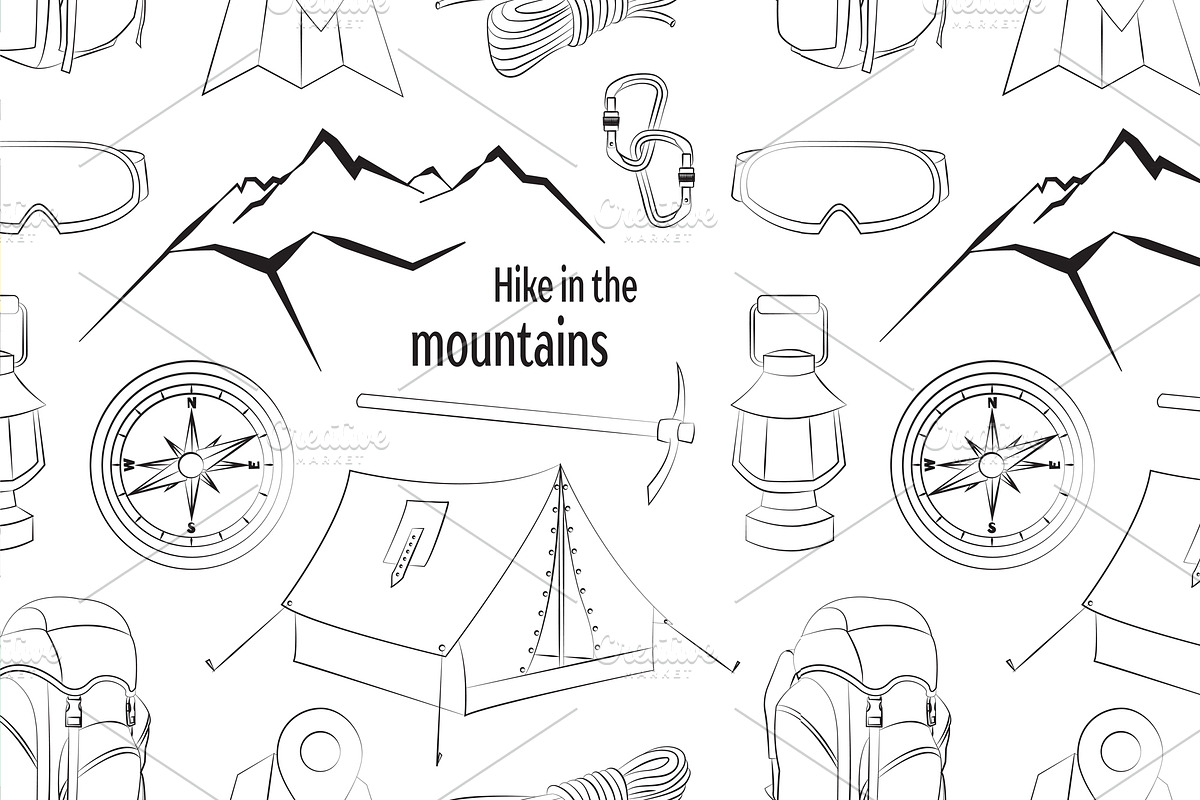 Hike in the mountains pattern in Patterns - product preview 8