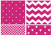 pattern with hearts and dots pink