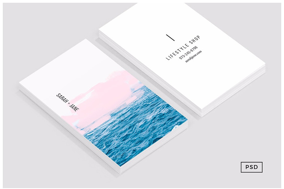 Ocean + Pink Business Card Template in Business Card Templates - product preview 8