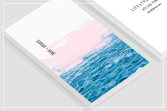 Ocean + Pink Business Card Template in Business Card Templates - product preview 1