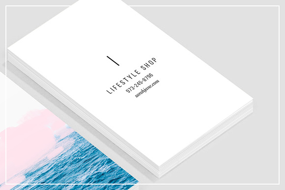 Ocean + Pink Business Card Template in Business Card Templates - product preview 2