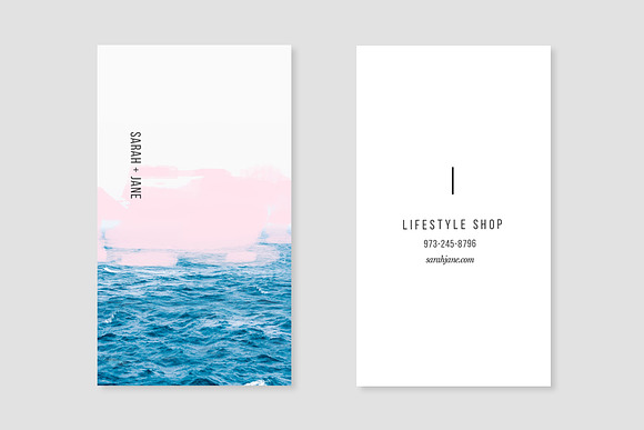 Ocean + Pink Business Card Template in Business Card Templates - product preview 3
