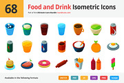 68 Food and Drink Isometric Icons