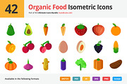 42 Organic Food Isometric Icons