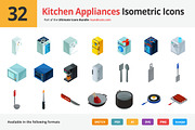 32 Kitchen Appliances Isometric Icon