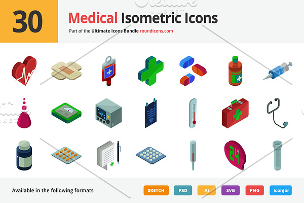 30 Medical Isometric Icons