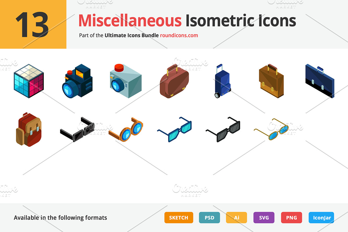 13 Miscellaneous Isometric Icons in Graphics - product preview 8