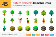45 Nature Elements Isometric Icons