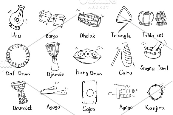 55 doodles of percussion instruments in Objects - product preview 1