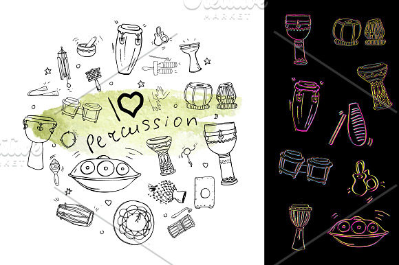 55 doodles of percussion instruments in Objects - product preview 4