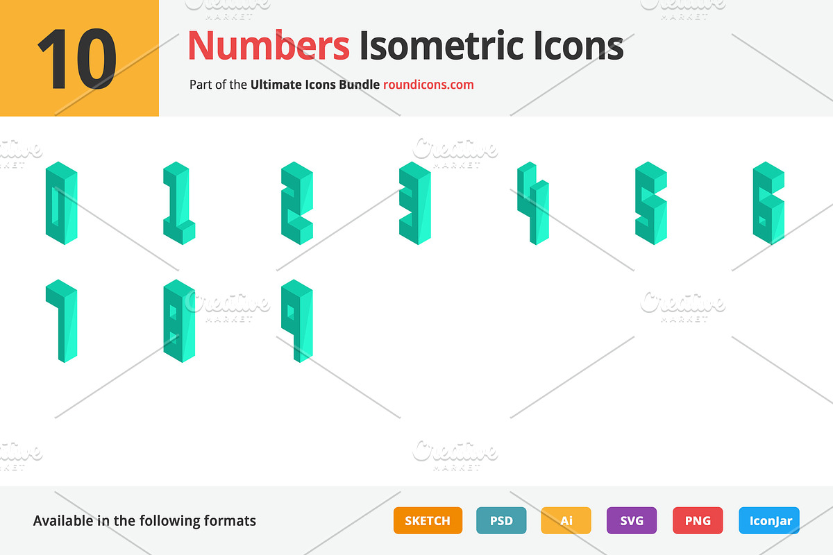 10 Numbers Isometric Icons in Number Icons - product preview 8