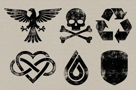30 Letterpress Vector Symbols in Textures - product preview 5