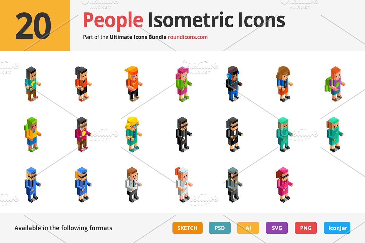 20 People Isometric Icons in Graphics - product preview 8