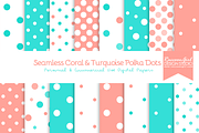 Coral & Turquoise Polka Dots