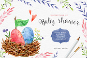 Baby Shower. Watercolor kit