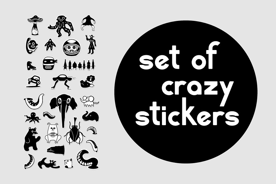 Set of crazy stickers.     in Illustrations - product preview 8