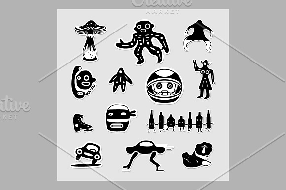 Set of crazy stickers.     in Illustrations - product preview 1