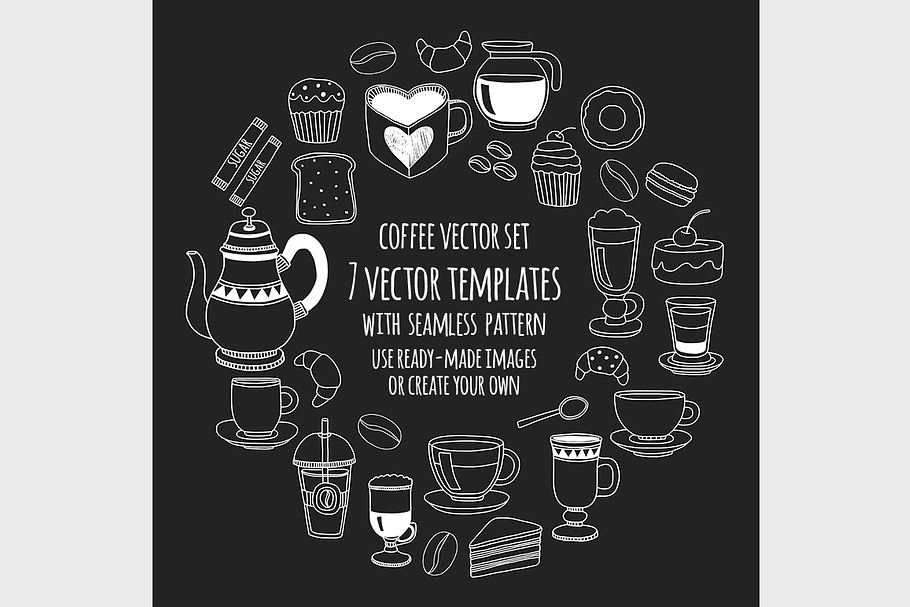 7 vector templates (jpg+eps) Coffee