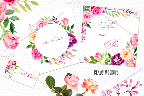 Watercolor roses & florals set in Illustrations - product preview 4