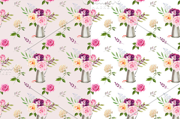 Watercolor roses & florals set in Illustrations - product preview 8