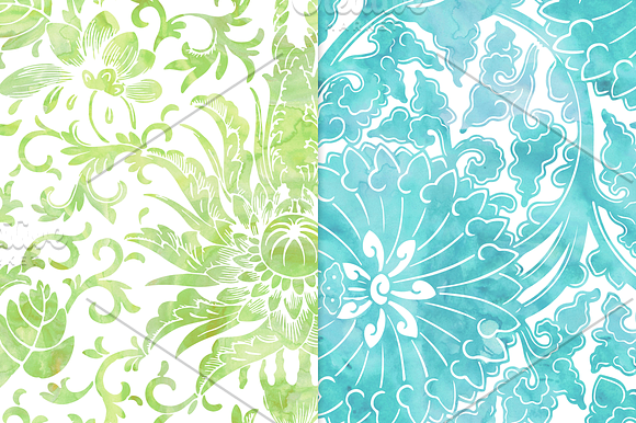 Cool Watercolor Floral Backgrounds in Patterns - product preview 2