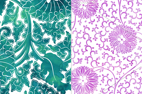Cool Watercolor Floral Backgrounds in Patterns - product preview 6