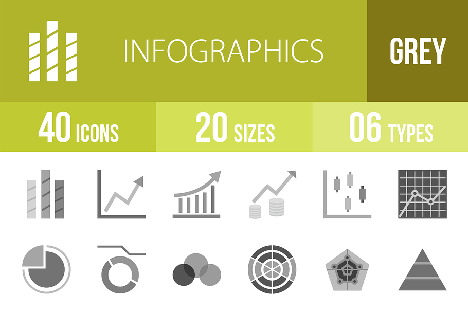 40 Infographics Greyscale Icons