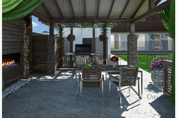 Alfresco living area, 3D render