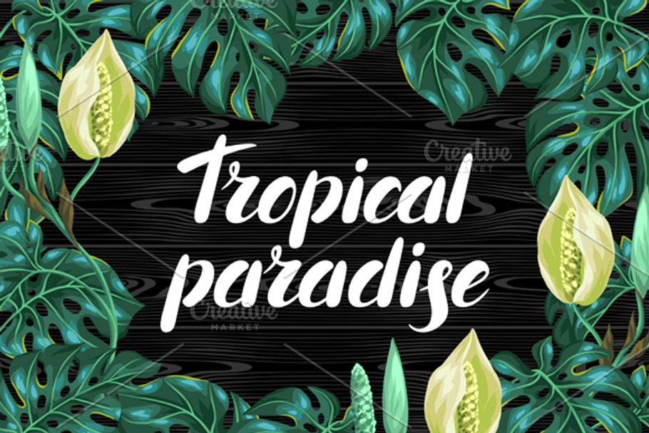 Backgrounds with monstera leaves. in Postcard Templates - product preview 8