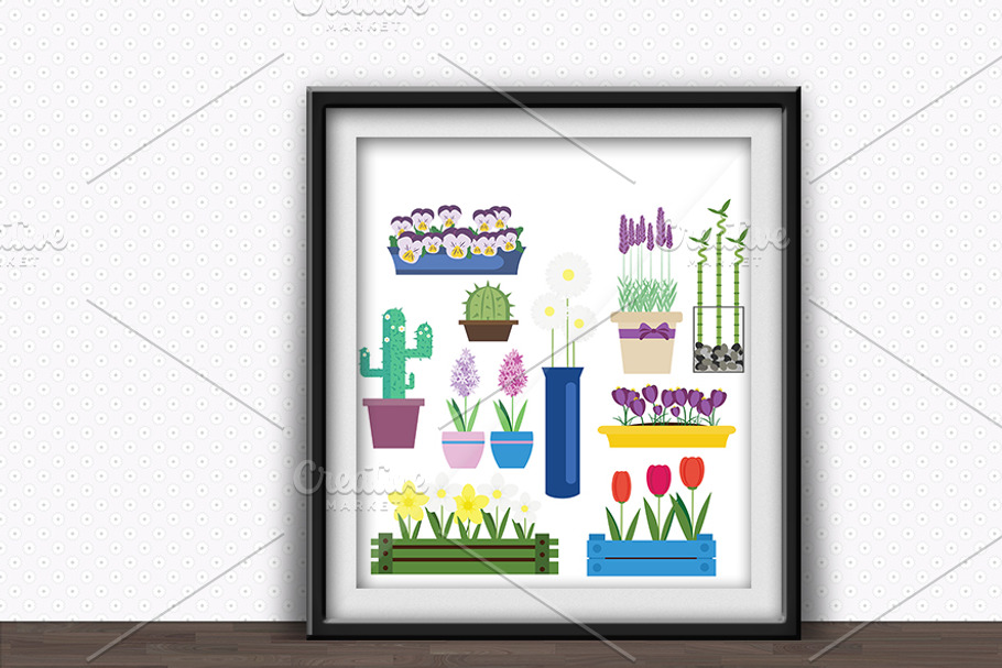 Indoor and garden flowers vector set in Illustrations - product preview 8