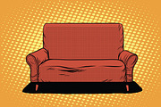 Red sofa then art retro vector