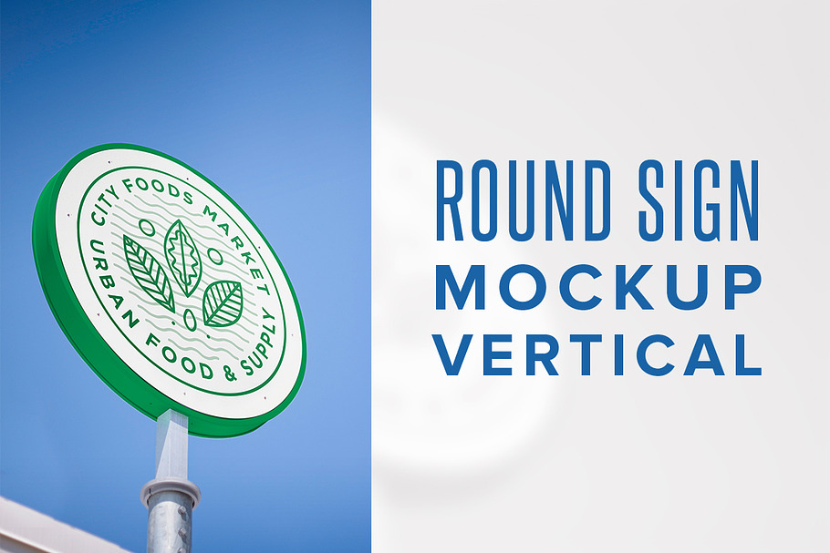 Round Sign Mockup - Vertical