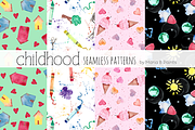 Watercolor Seamless Patterns - Kids