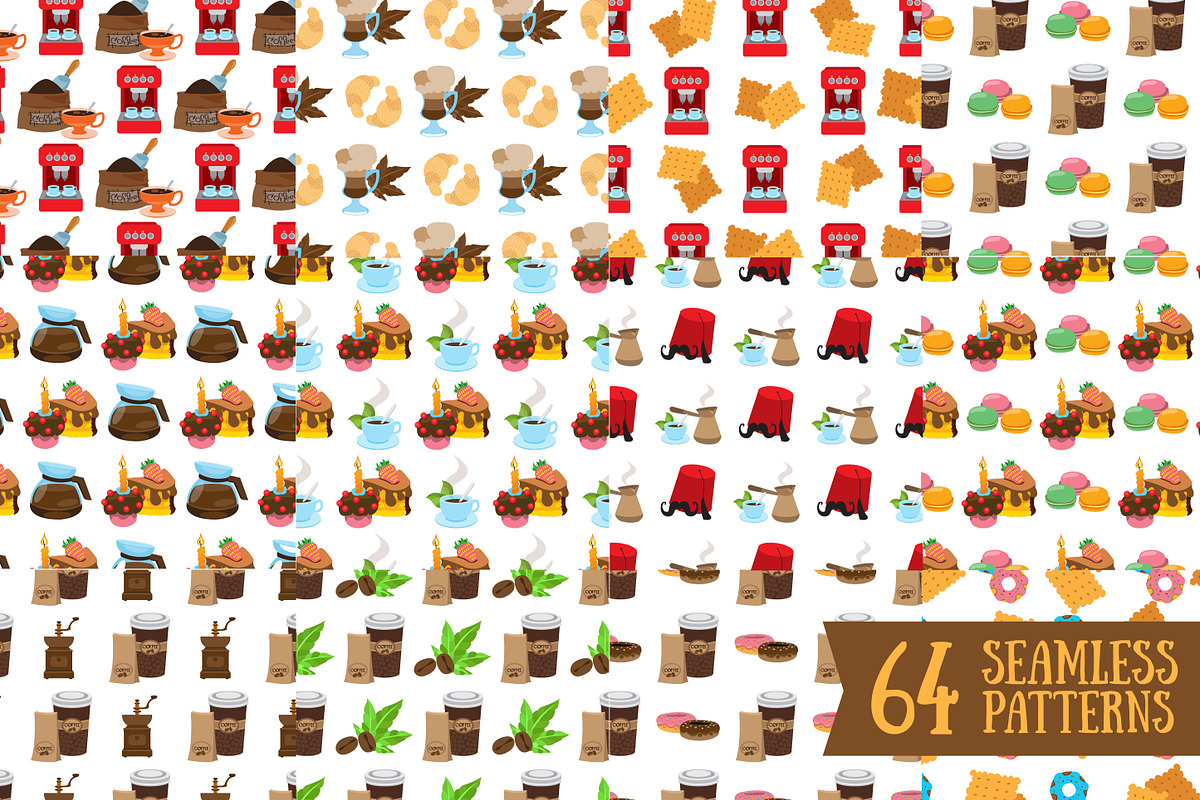Coffee. Icons and seamless patterns. in Patterns - product preview 8