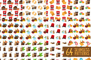 Coffee. Icons and seamless patterns.