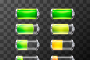Set of glossy battery icons