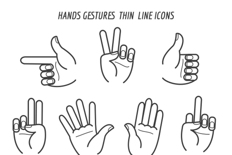 Hands gestures thin line icons in Graphics - product preview 8