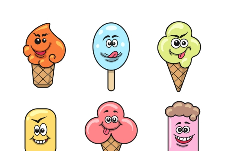 Kawaii ice cream icon set in Graphics - product preview 8