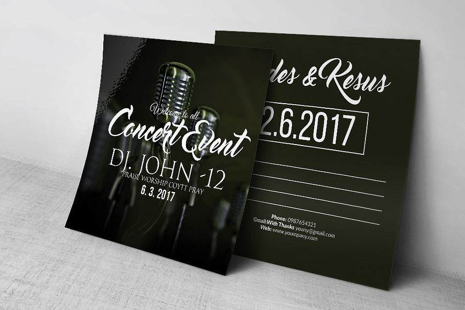 Concert Event Invitaion Post Card in Postcard Templates - product preview 8