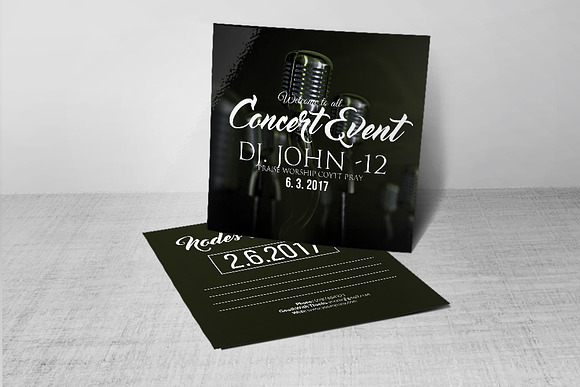 Concert Event Invitaion Post Card in Postcard Templates - product preview 3