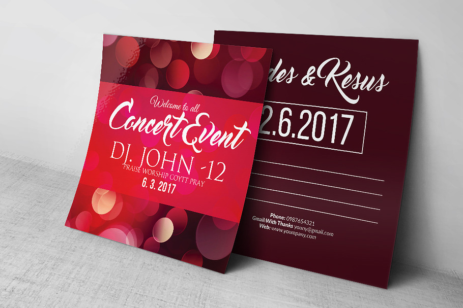 Concert Event Invitaion Post Card in Postcard Templates - product preview 8