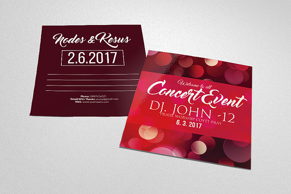 Concert Event Invitaion Post Card in Postcard Templates - product preview 1