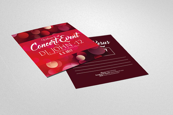 Concert Event Invitaion Post Card in Postcard Templates - product preview 2