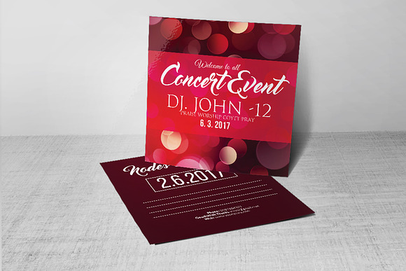 Concert Event Invitaion Post Card in Postcard Templates - product preview 3