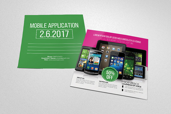 Mobile App Post Card in Postcard Templates - product preview 3