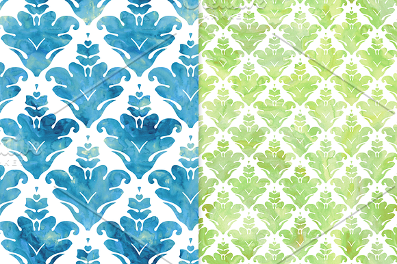 Cool Watercolor Damask Backgrounds in Patterns - product preview 1